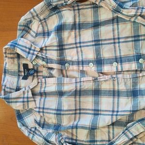Gap Girls S Pale Pink Plaid cotton button up shirt
